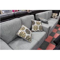 NEW GREY FABRIC SHOWHOME SOFA W LOVE SEAT