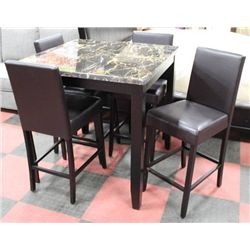 APT SIZE FAUX MARBLE TOP TABLE W 4 STOOLS