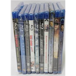 BUNDLE OF 10 UNOPENED BLU-RAY MOVIES