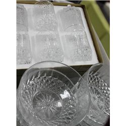 BOX OF ESTATE GLASSWARE SOLD W/ PALM SMARTPHONE