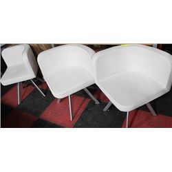 3 SHOWHOME WHITE LEATHERETTE SIDECHAIRS