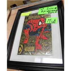 MINT FRAMED 1ST ISSUE SPIDERMAN GOLD