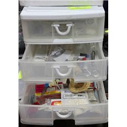 4 DRAWER STORAGE UNIT W/ SEWING & CRAFT SUPPLIES