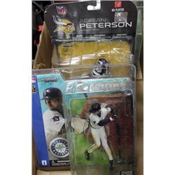BOX OF 4 BASEBALL AND FOOTBALL FIGURES