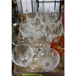 BOX OF CRYSTAL WINE GLASSES