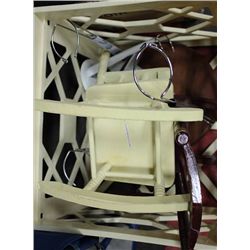 CRATE OF DOLL STANDS AND FURNITURE