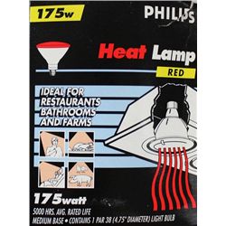 BOX OF 12 PHILIPS 175W HEAT LAMP RED  GLASS