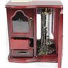 Image 1 : BURGUNDY JEWELRY BOX W / CONTENTS