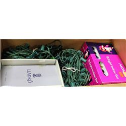 BOX W/ XMAS LIGHTS AND TREE STAND