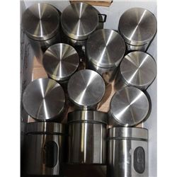 BOX W / 12 PIECE SS / GLASS CANISTER SET- 3 SIZES