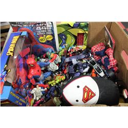 LARGE BOX OF VILLIAN & HERO ACTION FIGURINES