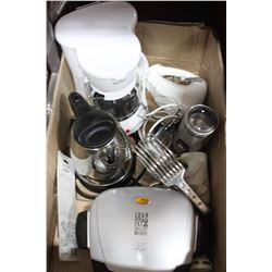 BOX W/FAT GRILLING MACHINE, COFFEE GRINDER,