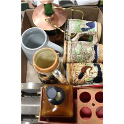 BOX W/BEER STEINS OLD CAR DECANTER