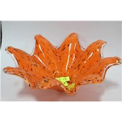 ORANGE ART GLASS BOWL