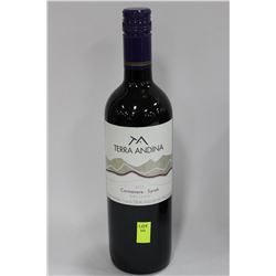 750ML BOTTLE OF TERRA ANDINA 2012 RED WINE 12%