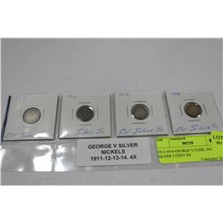 1911-1914 GEORGE V CONS. DATES SILVER 5 CENT X4