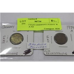 1938, 1939 NAZI GERMANY PENNY W SWAZTIKA X2
