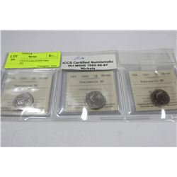 1985-86-87 ICCS CERTIFIED M66 NICKELS X3