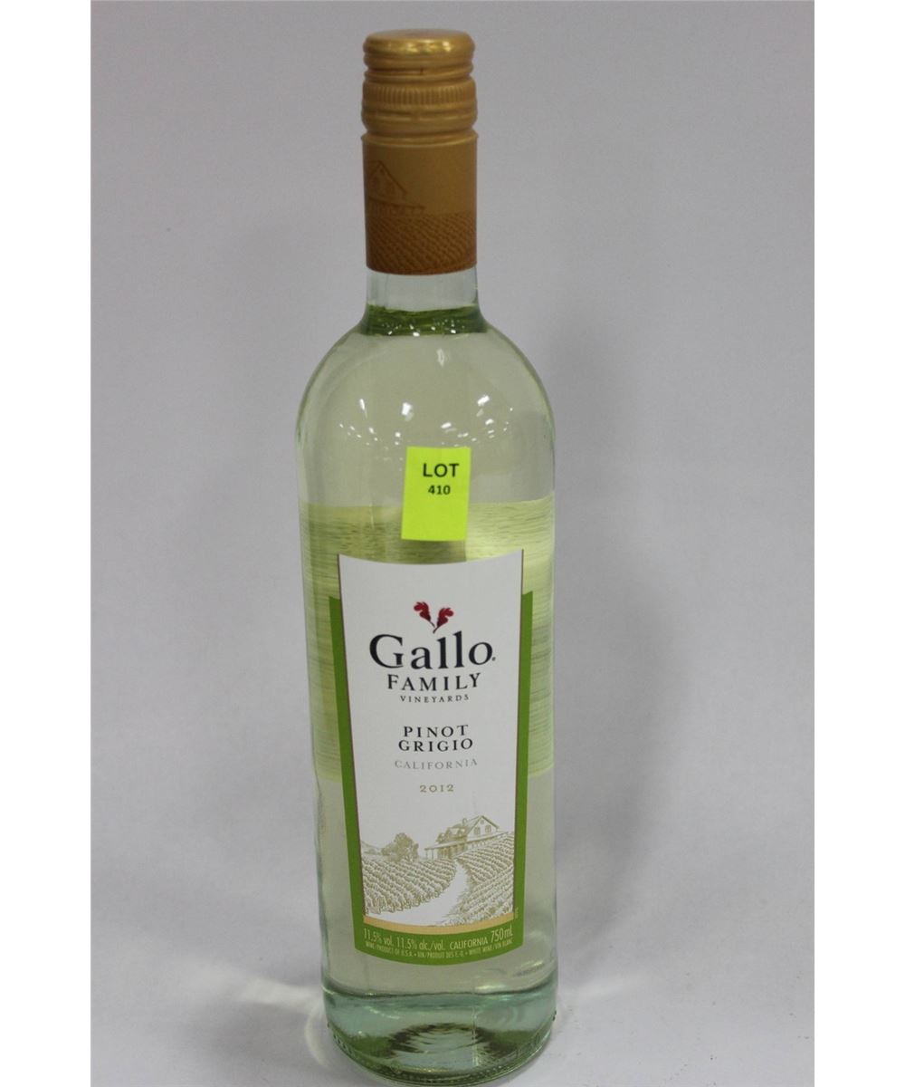 750ML BOTTLE OF GALLO PINOT GRIGIO 2012 WHITE WINE