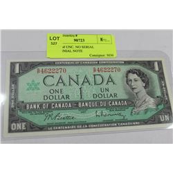1967 GEM UNC. NO SERIAL CENTENNIAL NOTE