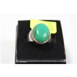 MENS CUSTOM SILVER JADITE 11 GRAMS RING SZ 11
