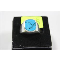 MENS TURQUOISE 15.5 GRAM SILVER RING SZ 11
