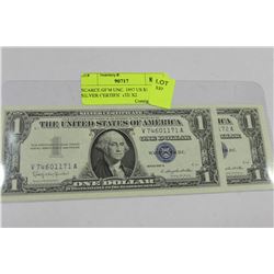 SCARCE GEM UNC. 1957 US $1 SILVER CERTIFICATE X2