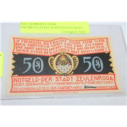1921 GERMANY GEM UNCIRCULATED 50 PFENNING NOTE