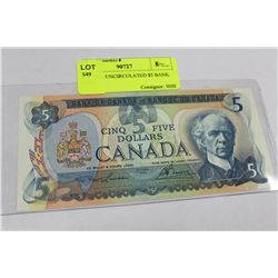 1979 GEM UNCIRCULATED $5 BANK NOTE