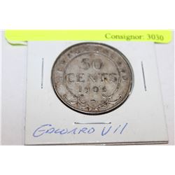 1904 EDWARD VII NFLD SILVER 50 CENT COIN