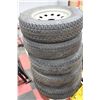 Image 1 : SET OF 6 ST205/75R15 3500LBS. TRAILER TIRES W/RIMS
