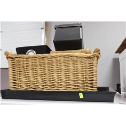 SHOWHOME TRAY W/ WICKER BASKETS AND STORAGE BOXES
