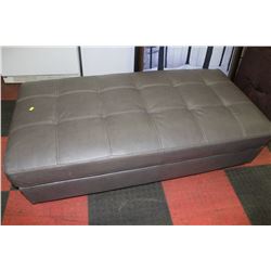 GREY LEATHERETTE SHOWHOME OTTOMAN