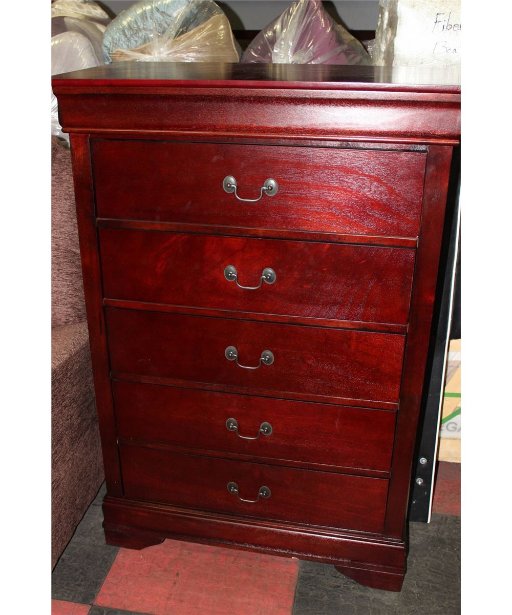 5 DRAWER CHERRY WOOD CHEST OF DRAWERS