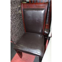 WOOD AND LEATHERETTE SIDECHAIR