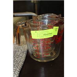 SET OF 3 VINTAGE FIREKING MEASURING CUPS