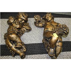 2 CHERUB ORNAMENTS