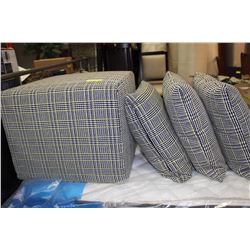 SHOWHOME PLAID STOOL W 3 MATCHING CUSHIONS