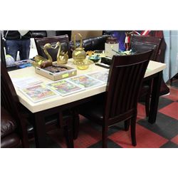 FAUX GRANITE TABLE W 4 SIDECHAIRS