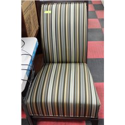 SHOWHOME WOOD AND FABRIC STRIPED CHAIR