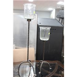 PAIR OF SHOWHOME METAL AND GLASS CANDLE HOLDERS
