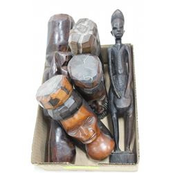 ESTATE BOX OF WOOD CARVINGS