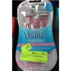 GILLETTE VENUS 3 DISPOSABLE RAZORS X3