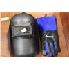 Image 1 : WELDING HELMET W/ NEW WELDING GLOVES SIZE L