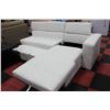 Image 2 : WHITE LEATHERETTE SECTIONAL - TRANSFORMS INTO BED