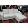 Image 4 : WHITE LEATHERETTE SECTIONAL - TRANSFORMS INTO BED