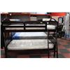 Image 2 : SOLID WOOD COMPLETE TWIN BUNK BED SET-DARK BROWN