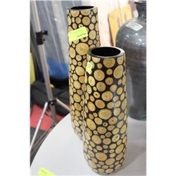 PAIR OF SHOWHOME WOOD STYLE VASES