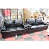 Image 2 : BLACK LEATHERETTE SOFA AND LOVE SEAT WITH