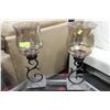 Image 1 : SHOWHOME PAIR OF METAL AND SMOKED GLASS CANDLE